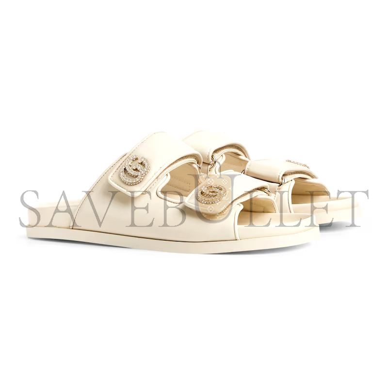 GUCCI WOMEN'S SANDAL WITH CRYSTAL DOUBLE G 816633